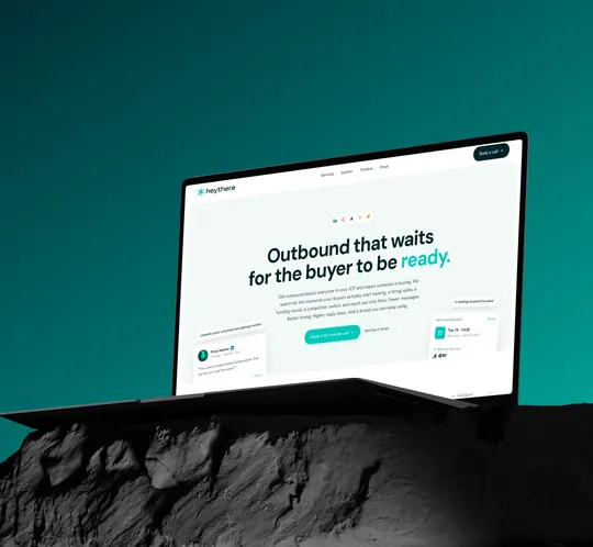 HeyThere website on a laptop