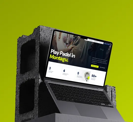Padel Montagu website on a laptop